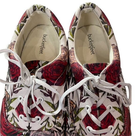 Bucketfeet Bucket Feet Big Kids Floral Canvas Tennis Shoes Sneakers 4 - Picture 4 of 5